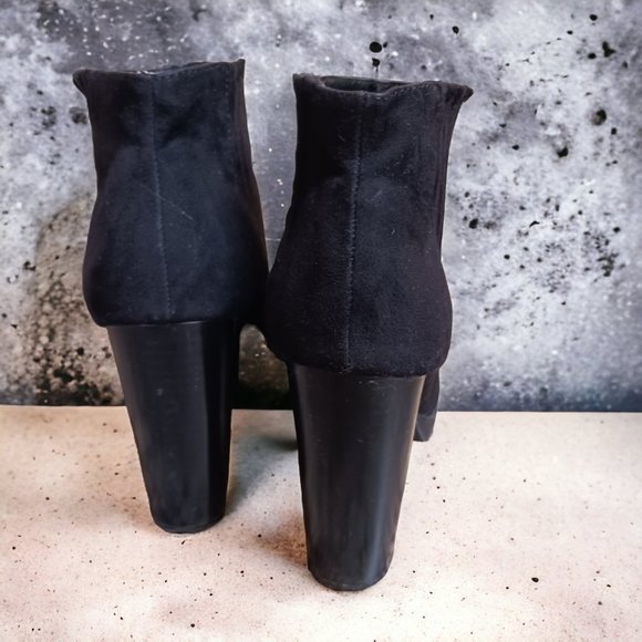 Zara Trafaluc Black Suede Ankle Booties  Size 6 - Picture 4 of 12